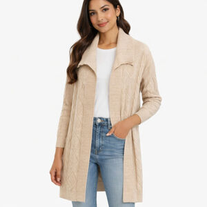 NWT Women's MARC NEW YORK Beige Cable Knit Cardigan M